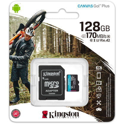 Memory Card microSDXC Kingston Canvas Go Plus, 128Gb, Class 10 / UHS-1 U3, With Adapter SDCG3/128GB 
