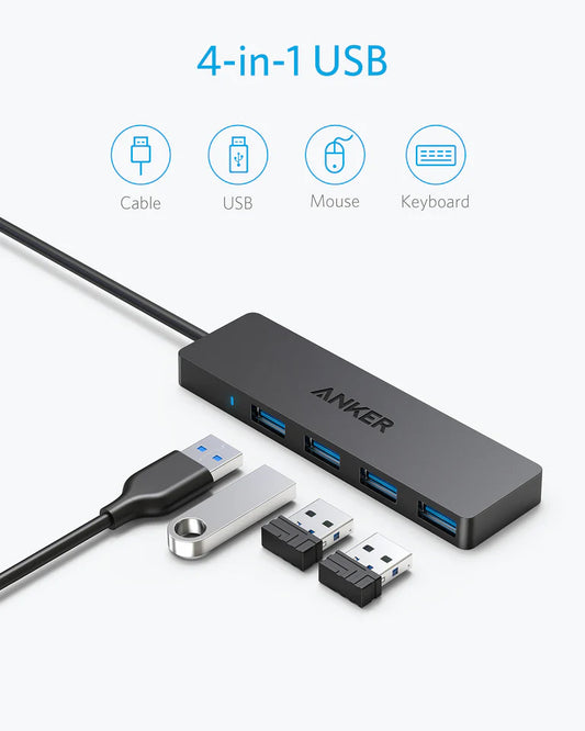 Anker USB Hub, 4 x USB-A 3.0, Black A7516016 